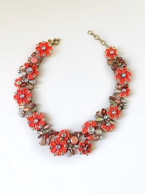 J. Crew Orange Cosmos Crystal Necklace